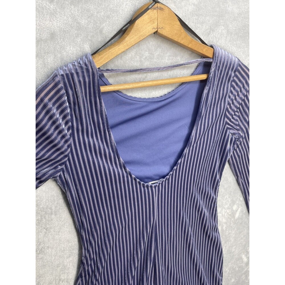 New Size S Women's Forever 21 Velvet Scoop Back Ribbed Party Dance Dress Purple - Picture 9 of 12